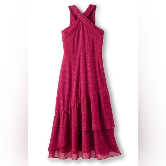 NWT SOFT SURROUNDINGS Sangria pink metallic Sanna Sparkling Maxi Dress size 14 - Picture 3 of 14